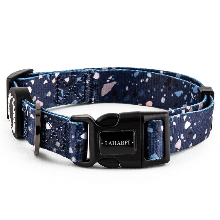 Blue Terrazzo Print Design Dog Collar