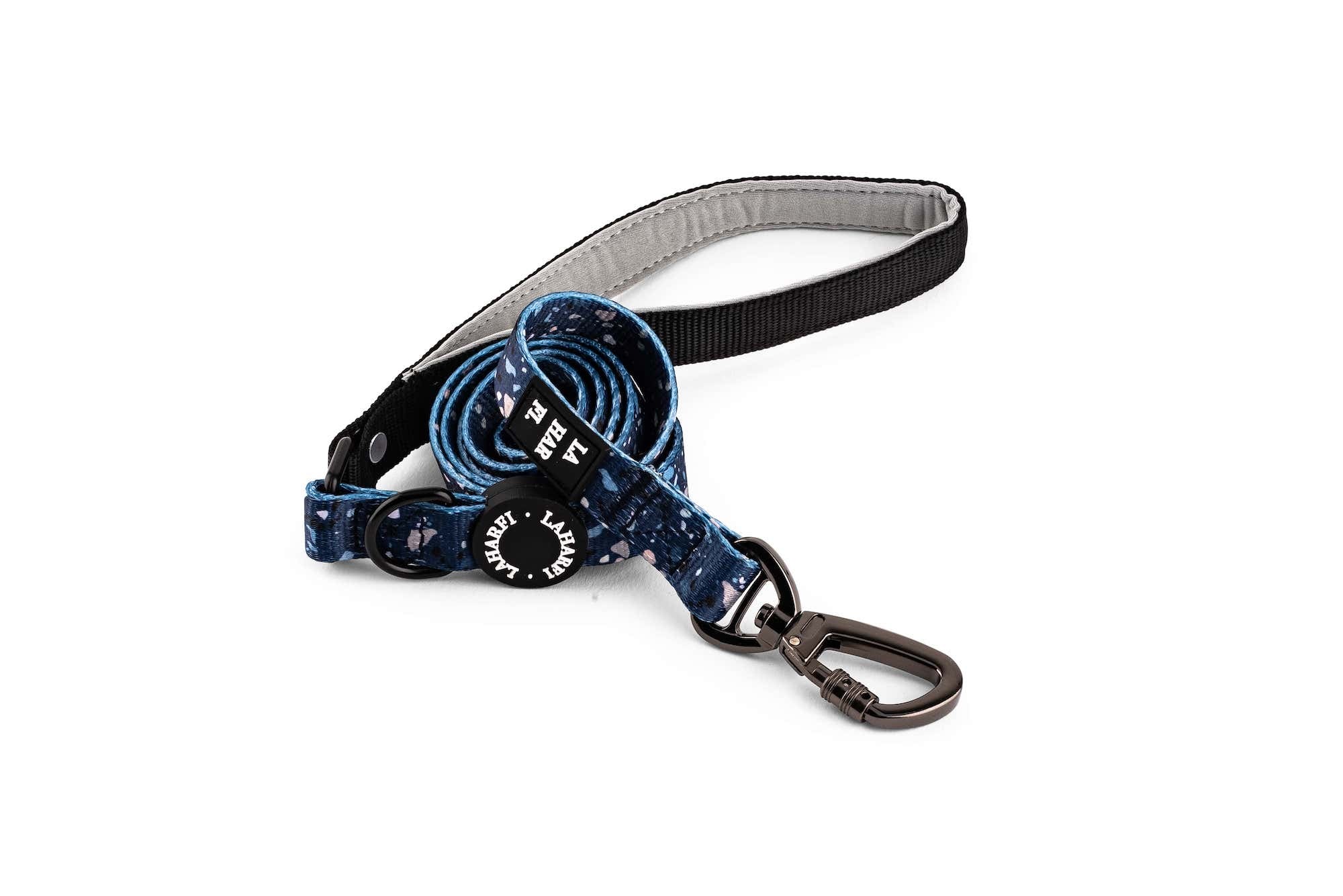 Blue Terrazzo Print Design Adjustable Dog Lead